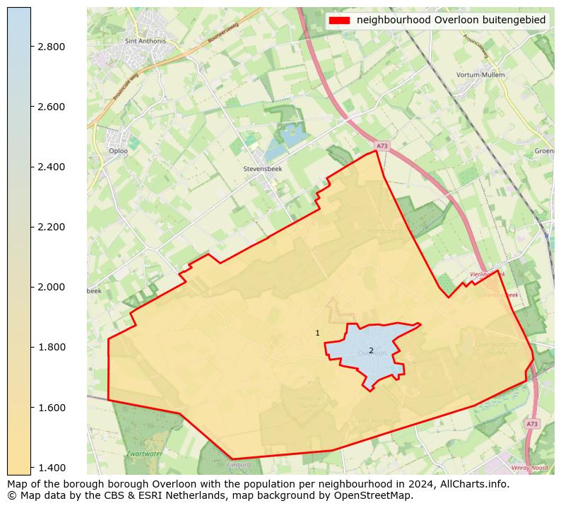 Image of the neighbourhood Overloon buitengebied at the map. This image is used as introduction to this page. This page shows a lot of information about the population in the neighbourhood Overloon buitengebied (such as the distribution by age groups of the residents, the composition of households, whether inhabitants are natives or Dutch with an immigration background, data about the houses (numbers, types, price development, use, type of property, ...) and more (car ownership, energy consumption, ...) based on open data from the Dutch Central Bureau of Statistics and various other sources!