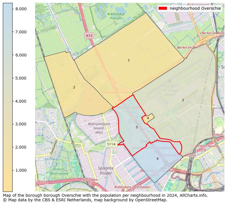 Image of the neighbourhood Overschie at the map. This image is used as introduction to this page. This page shows a lot of information about the population in the neighbourhood Overschie (such as the distribution by age groups of the residents, the composition of households, whether inhabitants are natives or Dutch with an immigration background, data about the houses (numbers, types, price development, use, type of property, ...) and more (car ownership, energy consumption, ...) based on open data from the Dutch Central Bureau of Statistics and various other sources!