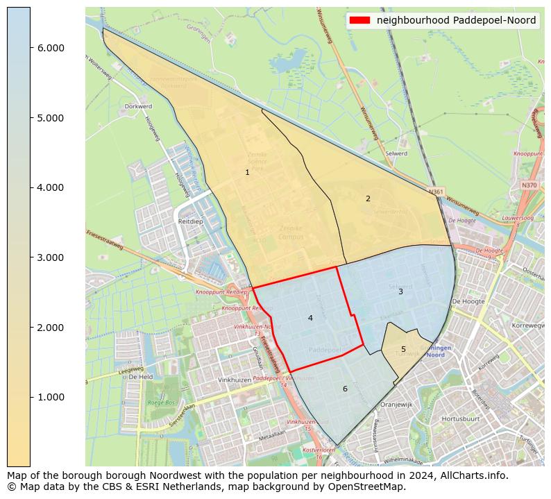 Image of the neighbourhood Paddepoel-Noord at the map. This image is used as introduction to this page. This page shows a lot of information about the population in the neighbourhood Paddepoel-Noord (such as the distribution by age groups of the residents, the composition of households, whether inhabitants are natives or Dutch with an immigration background, data about the houses (numbers, types, price development, use, type of property, ...) and more (car ownership, energy consumption, ...) based on open data from the Dutch Central Bureau of Statistics and various other sources!