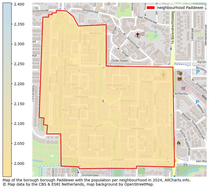 Image of the neighbourhood Paddewei at the map. This image is used as introduction to this page. This page shows a lot of information about the population in the neighbourhood Paddewei (such as the distribution by age groups of the residents, the composition of households, whether inhabitants are natives or Dutch with an immigration background, data about the houses (numbers, types, price development, use, type of property, ...) and more (car ownership, energy consumption, ...) based on open data from the Dutch Central Bureau of Statistics and various other sources!