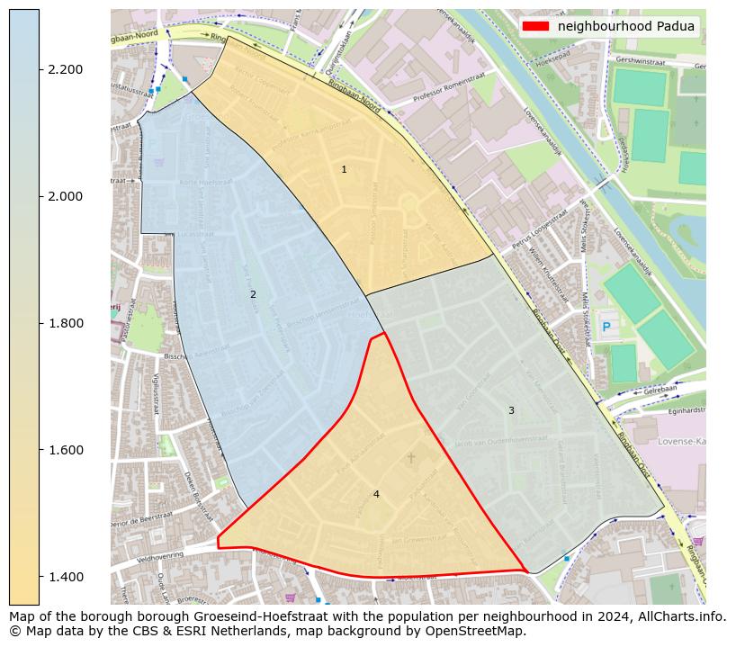 Image of the neighbourhood Padua at the map. This image is used as introduction to this page. This page shows a lot of information about the population in the neighbourhood Padua (such as the distribution by age groups of the residents, the composition of households, whether inhabitants are natives or Dutch with an immigration background, data about the houses (numbers, types, price development, use, type of property, ...) and more (car ownership, energy consumption, ...) based on open data from the Dutch Central Bureau of Statistics and various other sources!