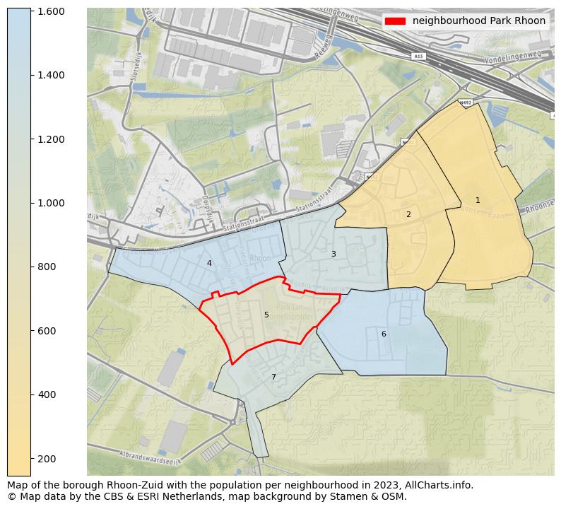 Map of the borough Rhoon-Zuid with the population per neighbourhood in 2023. This page shows a lot of information about residents (such as the distribution by age groups, family composition, gender, native or Dutch with an immigration background, ...), homes (numbers, types, price development, use, type of property, ...) and more (car ownership, energy consumption, ...) based on open data from the Dutch Central Bureau of Statistics and various other sources!
