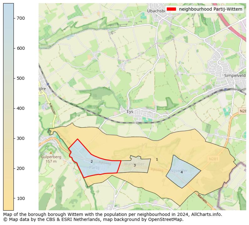 Image of the neighbourhood Partij-Wittem at the map. This image is used as introduction to this page. This page shows a lot of information about the population in the neighbourhood Partij-Wittem (such as the distribution by age groups of the residents, the composition of households, whether inhabitants are natives or Dutch with an immigration background, data about the houses (numbers, types, price development, use, type of property, ...) and more (car ownership, energy consumption, ...) based on open data from the Dutch Central Bureau of Statistics and various other sources!