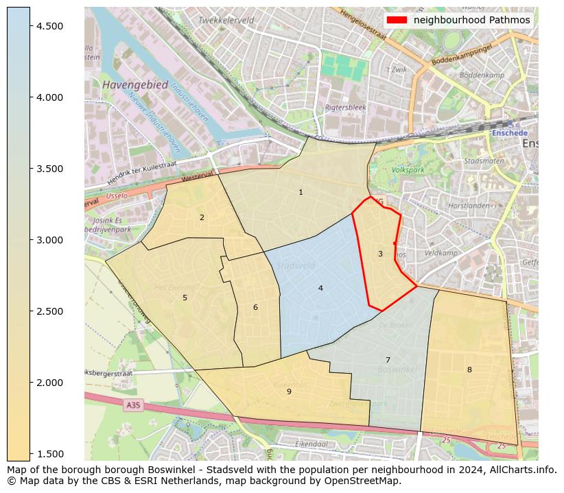 Image of the neighbourhood Pathmos at the map. This image is used as introduction to this page. This page shows a lot of information about the population in the neighbourhood Pathmos (such as the distribution by age groups of the residents, the composition of households, whether inhabitants are natives or Dutch with an immigration background, data about the houses (numbers, types, price development, use, type of property, ...) and more (car ownership, energy consumption, ...) based on open data from the Dutch Central Bureau of Statistics and various other sources!