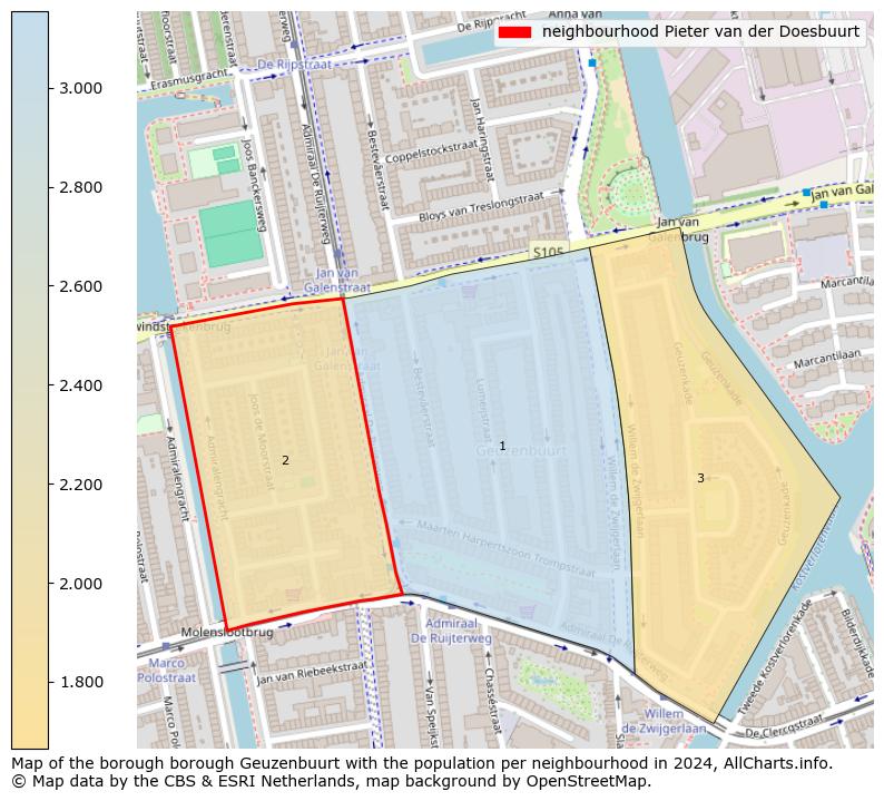 Image of the neighbourhood Pieter van der Doesbuurt at the map. This image is used as introduction to this page. This page shows a lot of information about the population in the neighbourhood Pieter van der Doesbuurt (such as the distribution by age groups of the residents, the composition of households, whether inhabitants are natives or Dutch with an immigration background, data about the houses (numbers, types, price development, use, type of property, ...) and more (car ownership, energy consumption, ...) based on open data from the Dutch Central Bureau of Statistics and various other sources!