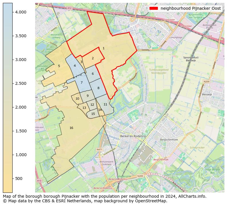 Image of the neighbourhood Pijnacker Oost at the map. This image is used as introduction to this page. This page shows a lot of information about the population in the neighbourhood Pijnacker Oost (such as the distribution by age groups of the residents, the composition of households, whether inhabitants are natives or Dutch with an immigration background, data about the houses (numbers, types, price development, use, type of property, ...) and more (car ownership, energy consumption, ...) based on open data from the Dutch Central Bureau of Statistics and various other sources!