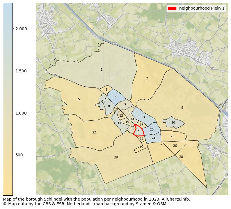 Map of the borough Schijndel with the population per neighbourhood in 2023. This page shows a lot of information about residents (such as the distribution by age groups, family composition, gender, native or Dutch with an immigration background, ...), homes (numbers, types, price development, use, type of property, ...) and more (car ownership, energy consumption, ...) based on open data from the Dutch Central Bureau of Statistics and various other sources!
