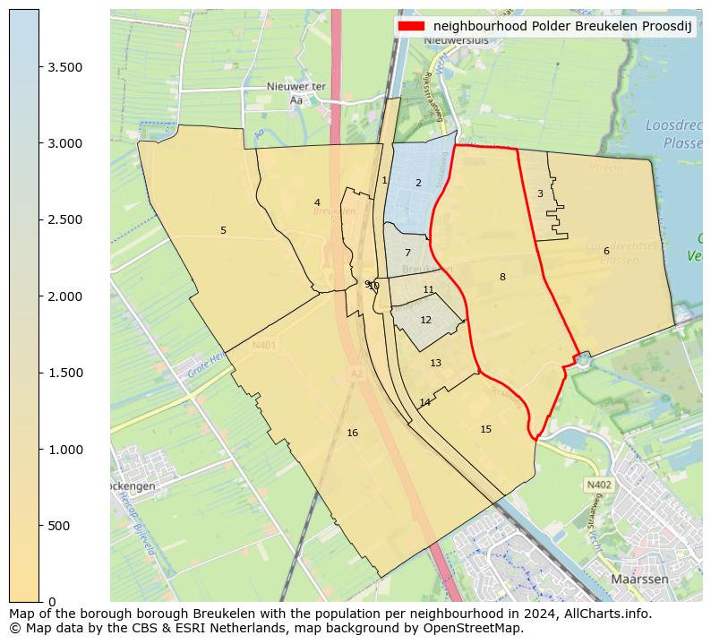 Image of the neighbourhood Polder Breukelen Proosdij at the map. This image is used as introduction to this page. This page shows a lot of information about the population in the neighbourhood Polder Breukelen Proosdij (such as the distribution by age groups of the residents, the composition of households, whether inhabitants are natives or Dutch with an immigration background, data about the houses (numbers, types, price development, use, type of property, ...) and more (car ownership, energy consumption, ...) based on open data from the Dutch Central Bureau of Statistics and various other sources!