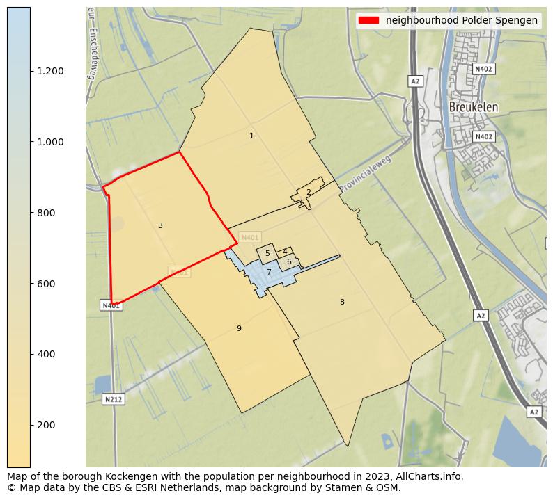 Map of the borough Kockengen with the population per neighbourhood in 2023. This page shows a lot of information about residents (such as the distribution by age groups, family composition, gender, native or Dutch with an immigration background, ...), homes (numbers, types, price development, use, type of property, ...) and more (car ownership, energy consumption, ...) based on open data from the Dutch Central Bureau of Statistics and various other sources!