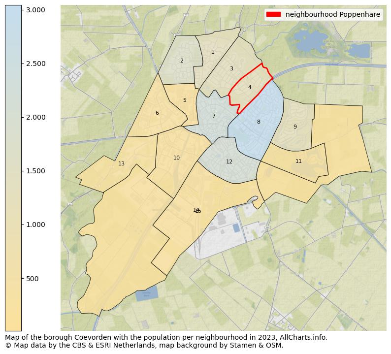 Map of the borough Coevorden with the population per neighbourhood in 2023. This page shows a lot of information about residents (such as the distribution by age groups, family composition, gender, native or Dutch with an immigration background, ...), homes (numbers, types, price development, use, type of property, ...) and more (car ownership, energy consumption, ...) based on open data from the Dutch Central Bureau of Statistics and various other sources!