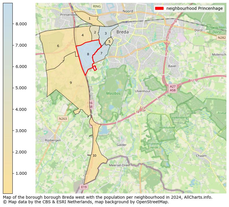 Image of the neighbourhood Princenhage at the map. This image is used as introduction to this page. This page shows a lot of information about the population in the neighbourhood Princenhage (such as the distribution by age groups of the residents, the composition of households, whether inhabitants are natives or Dutch with an immigration background, data about the houses (numbers, types, price development, use, type of property, ...) and more (car ownership, energy consumption, ...) based on open data from the Dutch Central Bureau of Statistics and various other sources!