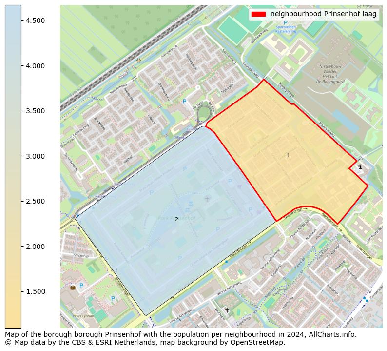 Image of the neighbourhood Prinsenhof laag at the map. This image is used as introduction to this page. This page shows a lot of information about the population in the neighbourhood Prinsenhof laag (such as the distribution by age groups of the residents, the composition of households, whether inhabitants are natives or Dutch with an immigration background, data about the houses (numbers, types, price development, use, type of property, ...) and more (car ownership, energy consumption, ...) based on open data from the Dutch Central Bureau of Statistics and various other sources!