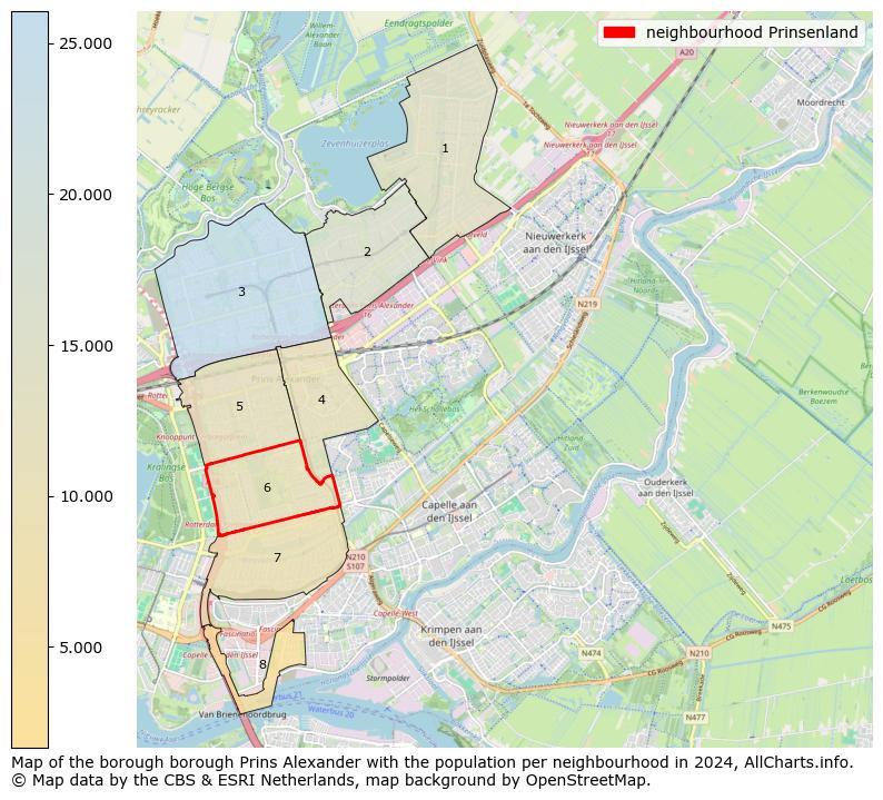 Image of the neighbourhood Prinsenland at the map. This image is used as introduction to this page. This page shows a lot of information about the population in the neighbourhood Prinsenland (such as the distribution by age groups of the residents, the composition of households, whether inhabitants are natives or Dutch with an immigration background, data about the houses (numbers, types, price development, use, type of property, ...) and more (car ownership, energy consumption, ...) based on open data from the Dutch Central Bureau of Statistics and various other sources!