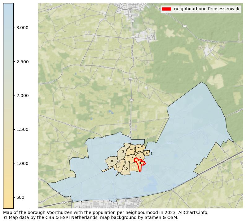 Map of the borough Voorthuizen with the population per neighbourhood in 2023. This page shows a lot of information about residents (such as the distribution by age groups, family composition, gender, native or Dutch with an immigration background, ...), homes (numbers, types, price development, use, type of property, ...) and more (car ownership, energy consumption, ...) based on open data from the Dutch Central Bureau of Statistics and various other sources!