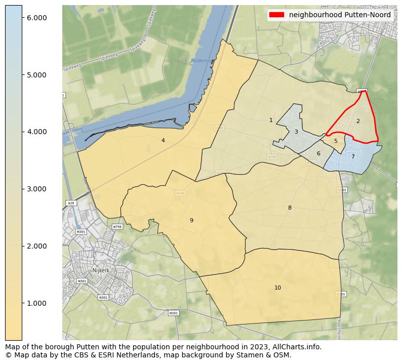 Map of the borough Putten with the population per neighbourhood in 2021. This page shows a lot of information about residents (such as the distribution by age groups, family composition, gender, native or Dutch with an immigration background, ...), homes (numbers, types, price development, use, type of property, ...) and more (car ownership, energy consumption, ...) based on open data from the Dutch Central Bureau of Statistics and various other sources!