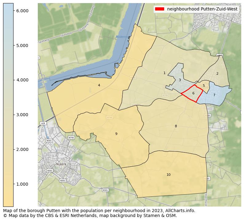 Map of the borough Putten with the population per neighbourhood in 2022. This page shows a lot of information about residents (such as the distribution by age groups, family composition, gender, native or Dutch with an immigration background, ...), homes (numbers, types, price development, use, type of property, ...) and more (car ownership, energy consumption, ...) based on open data from the Dutch Central Bureau of Statistics and various other sources!