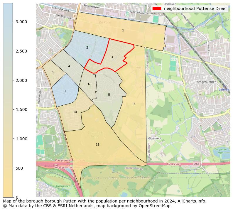 Image of the neighbourhood Puttense Dreef at the map. This image is used as introduction to this page. This page shows a lot of information about the population in the neighbourhood Puttense Dreef (such as the distribution by age groups of the residents, the composition of households, whether inhabitants are natives or Dutch with an immigration background, data about the houses (numbers, types, price development, use, type of property, ...) and more (car ownership, energy consumption, ...) based on open data from the Dutch Central Bureau of Statistics and various other sources!