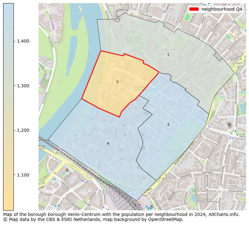 Image of the neighbourhood Q4 at the map. This image is used as introduction to this page. This page shows a lot of information about the population in the neighbourhood Q4 (such as the distribution by age groups of the residents, the composition of households, whether inhabitants are natives or Dutch with an immigration background, data about the houses (numbers, types, price development, use, type of property, ...) and more (car ownership, energy consumption, ...) based on open data from the Dutch Central Bureau of Statistics and various other sources!