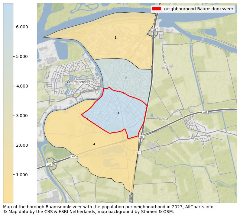 Map of the borough Raamsdonksveer with the population per neighbourhood in 2023. This page shows a lot of information about residents (such as the distribution by age groups, family composition, gender, native or Dutch with an immigration background, ...), homes (numbers, types, price development, use, type of property, ...) and more (car ownership, energy consumption, ...) based on open data from the Dutch Central Bureau of Statistics and various other sources!