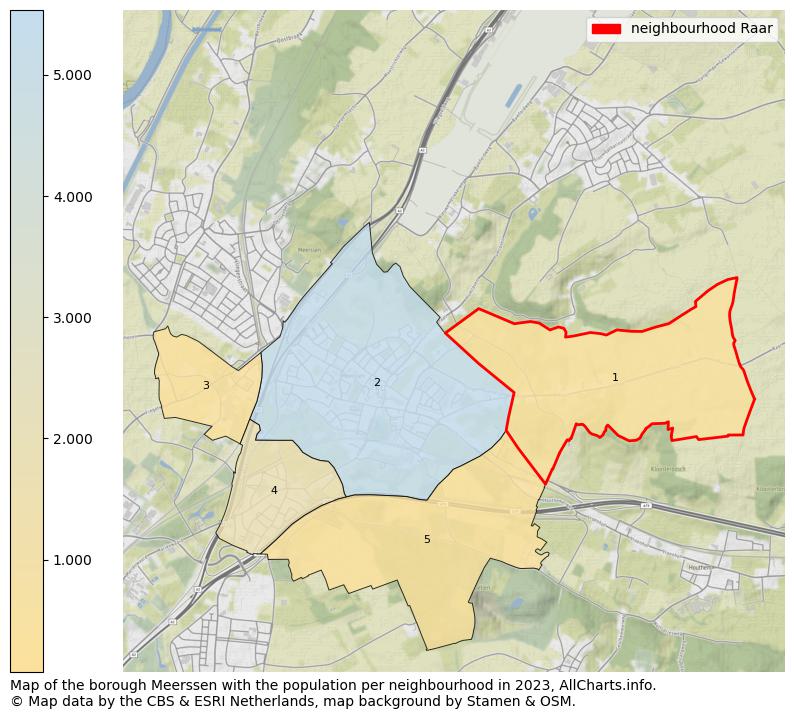 Map of the borough Meerssen with the population per neighbourhood in 2023. This page shows a lot of information about residents (such as the distribution by age groups, family composition, gender, native or Dutch with an immigration background, ...), homes (numbers, types, price development, use, type of property, ...) and more (car ownership, energy consumption, ...) based on open data from the Dutch Central Bureau of Statistics and various other sources!