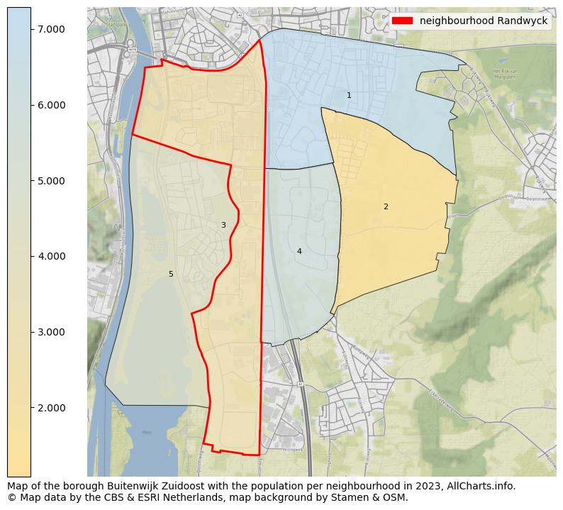 Map of the borough Buitenwijk Zuidoost with the population per neighbourhood in 2023. This page shows a lot of information about residents (such as the distribution by age groups, family composition, gender, native or Dutch with an immigration background, ...), homes (numbers, types, price development, use, type of property, ...) and more (car ownership, energy consumption, ...) based on open data from the Dutch Central Bureau of Statistics and various other sources!