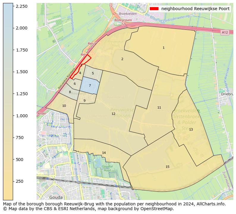 Image of the neighbourhood Reeuwijkse Poort at the map. This image is used as introduction to this page. This page shows a lot of information about the population in the neighbourhood Reeuwijkse Poort (such as the distribution by age groups of the residents, the composition of households, whether inhabitants are natives or Dutch with an immigration background, data about the houses (numbers, types, price development, use, type of property, ...) and more (car ownership, energy consumption, ...) based on open data from the Dutch Central Bureau of Statistics and various other sources!