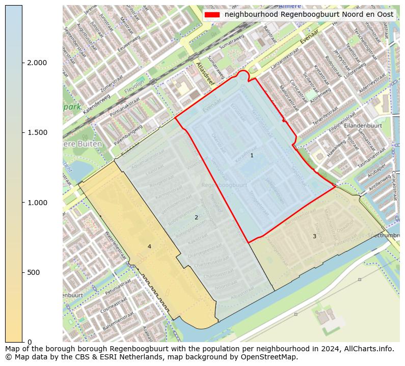 Image of the neighbourhood Regenboogbuurt Noord en Oost at the map. This image is used as introduction to this page. This page shows a lot of information about the population in the neighbourhood Regenboogbuurt Noord en Oost (such as the distribution by age groups of the residents, the composition of households, whether inhabitants are natives or Dutch with an immigration background, data about the houses (numbers, types, price development, use, type of property, ...) and more (car ownership, energy consumption, ...) based on open data from the Dutch Central Bureau of Statistics and various other sources!