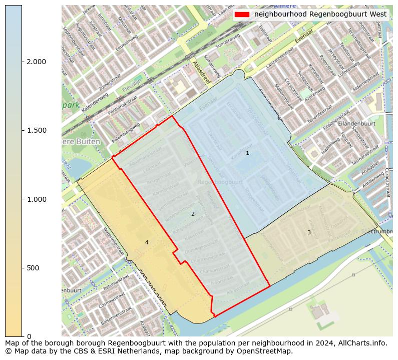 Image of the neighbourhood Regenboogbuurt West at the map. This image is used as introduction to this page. This page shows a lot of information about the population in the neighbourhood Regenboogbuurt West (such as the distribution by age groups of the residents, the composition of households, whether inhabitants are natives or Dutch with an immigration background, data about the houses (numbers, types, price development, use, type of property, ...) and more (car ownership, energy consumption, ...) based on open data from the Dutch Central Bureau of Statistics and various other sources!