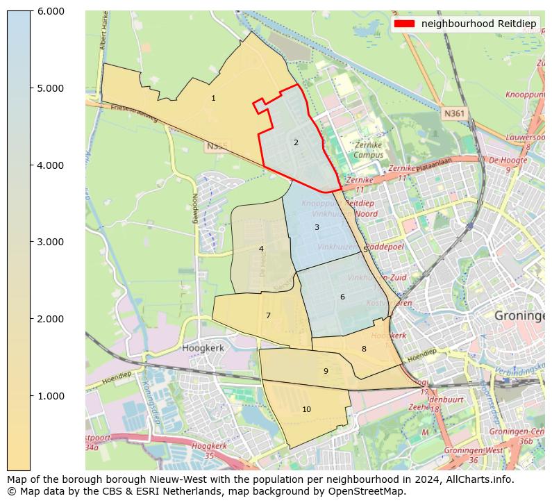 Image of the neighbourhood Reitdiep at the map. This image is used as introduction to this page. This page shows a lot of information about the population in the neighbourhood Reitdiep (such as the distribution by age groups of the residents, the composition of households, whether inhabitants are natives or Dutch with an immigration background, data about the houses (numbers, types, price development, use, type of property, ...) and more (car ownership, energy consumption, ...) based on open data from the Dutch Central Bureau of Statistics and various other sources!