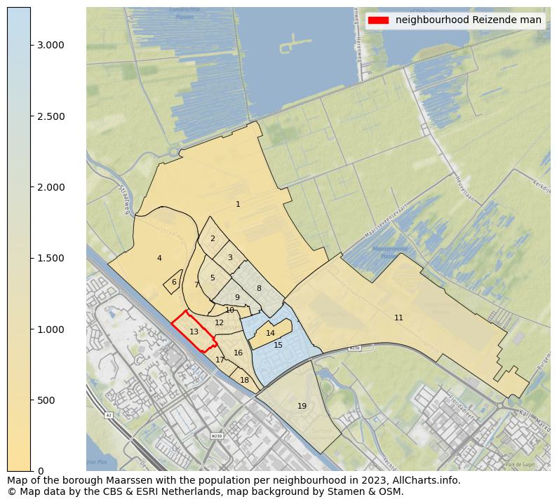 Map of the borough Maarssen with the population per neighbourhood in 2023. This page shows a lot of information about residents (such as the distribution by age groups, family composition, gender, native or Dutch with an immigration background, ...), homes (numbers, types, price development, use, type of property, ...) and more (car ownership, energy consumption, ...) based on open data from the Dutch Central Bureau of Statistics and various other sources!