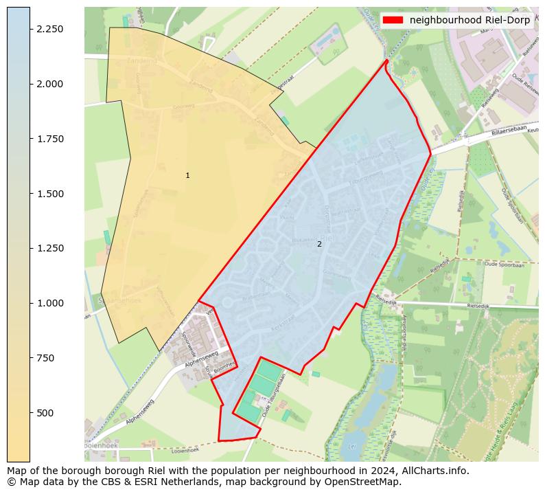 Image of the neighbourhood Riel-Dorp at the map. This image is used as introduction to this page. This page shows a lot of information about the population in the neighbourhood Riel-Dorp (such as the distribution by age groups of the residents, the composition of households, whether inhabitants are natives or Dutch with an immigration background, data about the houses (numbers, types, price development, use, type of property, ...) and more (car ownership, energy consumption, ...) based on open data from the Dutch Central Bureau of Statistics and various other sources!