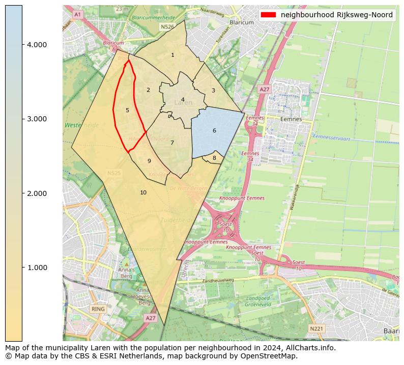 Image of the neighbourhood Rijksweg-Noord at the map. This image is used as introduction to this page. This page shows a lot of information about the population in the neighbourhood Rijksweg-Noord (such as the distribution by age groups of the residents, the composition of households, whether inhabitants are natives or Dutch with an immigration background, data about the houses (numbers, types, price development, use, type of property, ...) and more (car ownership, energy consumption, ...) based on open data from the Dutch Central Bureau of Statistics and various other sources!