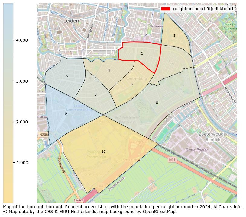 Image of the neighbourhood Rijndijkbuurt at the map. This image is used as introduction to this page. This page shows a lot of information about the population in the neighbourhood Rijndijkbuurt (such as the distribution by age groups of the residents, the composition of households, whether inhabitants are natives or Dutch with an immigration background, data about the houses (numbers, types, price development, use, type of property, ...) and more (car ownership, energy consumption, ...) based on open data from the Dutch Central Bureau of Statistics and various other sources!