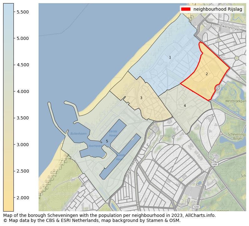 Map of the borough Scheveningen with the population per neighbourhood in 2021. This page shows a lot of information about residents (such as the distribution by age groups, family composition, gender, native or Dutch with an immigration background, ...), homes (numbers, types, price development, use, type of property, ...) and more (car ownership, energy consumption, ...) based on open data from the Dutch Central Bureau of Statistics and various other sources!