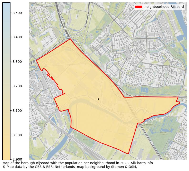 Map of the borough Rijsoord with the population per neighbourhood in 2023. This page shows a lot of information about residents (such as the distribution by age groups, family composition, gender, native or Dutch with an immigration background, ...), homes (numbers, types, price development, use, type of property, ...) and more (car ownership, energy consumption, ...) based on open data from the Dutch Central Bureau of Statistics and various other sources!