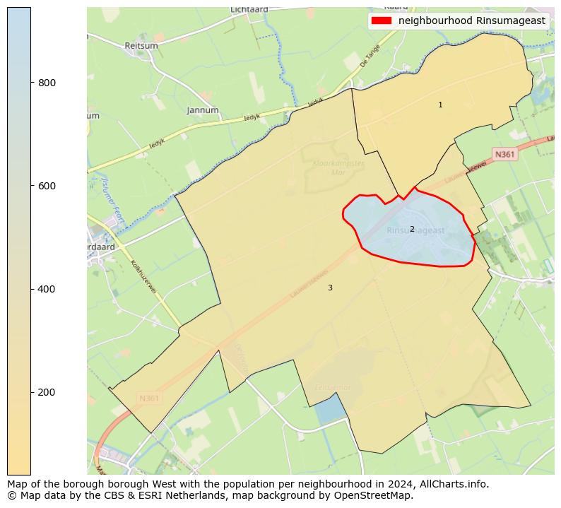 Image of the neighbourhood Rinsumageast at the map. This image is used as introduction to this page. This page shows a lot of information about the population in the neighbourhood Rinsumageast (such as the distribution by age groups of the residents, the composition of households, whether inhabitants are natives or Dutch with an immigration background, data about the houses (numbers, types, price development, use, type of property, ...) and more (car ownership, energy consumption, ...) based on open data from the Dutch Central Bureau of Statistics and various other sources!