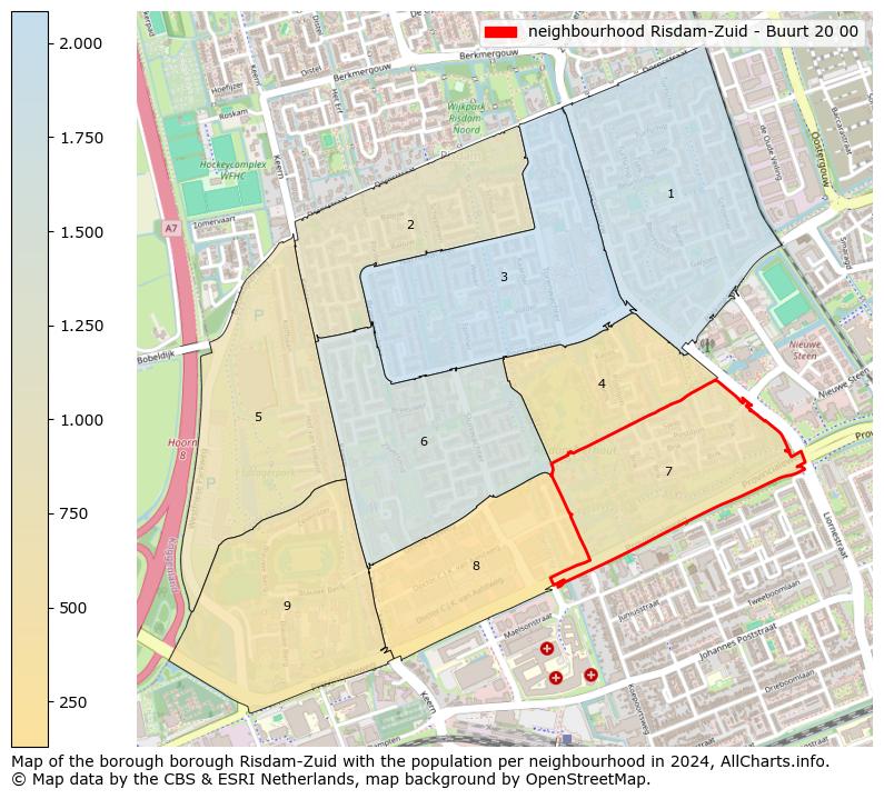 Image of the neighbourhood Risdam-Zuid - Buurt 20 00 at the map. This image is used as introduction to this page. This page shows a lot of information about the population in the neighbourhood Risdam-Zuid - Buurt 20 00 (such as the distribution by age groups of the residents, the composition of households, whether inhabitants are natives or Dutch with an immigration background, data about the houses (numbers, types, price development, use, type of property, ...) and more (car ownership, energy consumption, ...) based on open data from the Dutch Central Bureau of Statistics and various other sources!