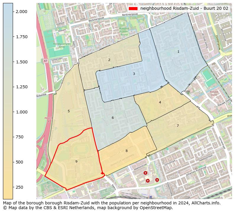 Image of the neighbourhood Risdam-Zuid - Buurt 20 02 at the map. This image is used as introduction to this page. This page shows a lot of information about the population in the neighbourhood Risdam-Zuid - Buurt 20 02 (such as the distribution by age groups of the residents, the composition of households, whether inhabitants are natives or Dutch with an immigration background, data about the houses (numbers, types, price development, use, type of property, ...) and more (car ownership, energy consumption, ...) based on open data from the Dutch Central Bureau of Statistics and various other sources!