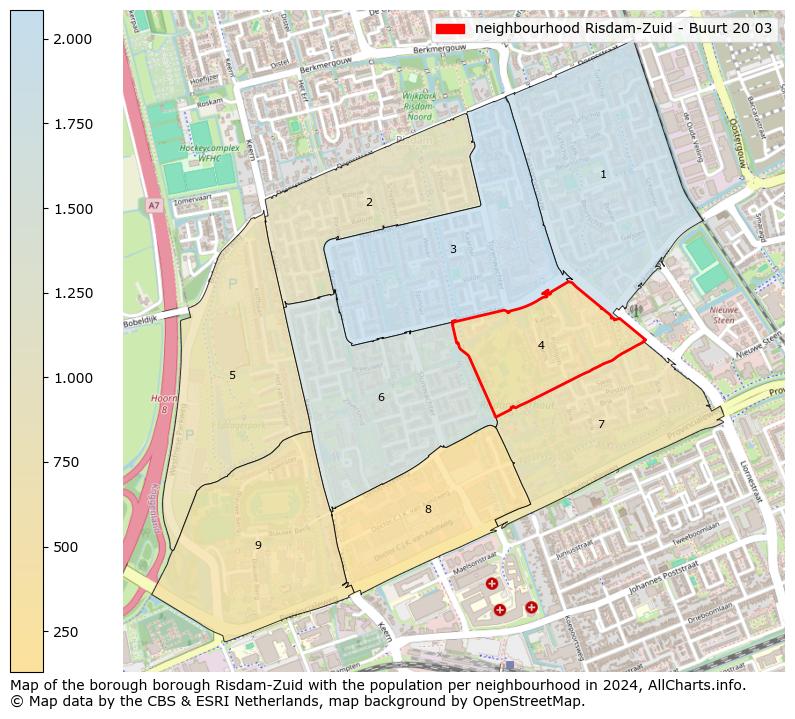 Image of the neighbourhood Risdam-Zuid - Buurt 20 03 at the map. This image is used as introduction to this page. This page shows a lot of information about the population in the neighbourhood Risdam-Zuid - Buurt 20 03 (such as the distribution by age groups of the residents, the composition of households, whether inhabitants are natives or Dutch with an immigration background, data about the houses (numbers, types, price development, use, type of property, ...) and more (car ownership, energy consumption, ...) based on open data from the Dutch Central Bureau of Statistics and various other sources!