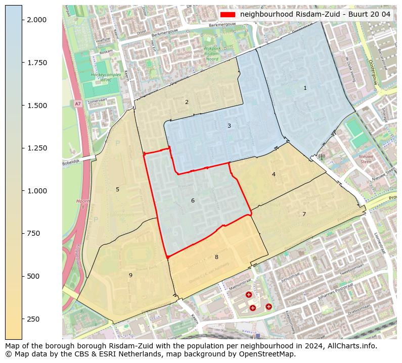 Image of the neighbourhood Risdam-Zuid - Buurt 20 04 at the map. This image is used as introduction to this page. This page shows a lot of information about the population in the neighbourhood Risdam-Zuid - Buurt 20 04 (such as the distribution by age groups of the residents, the composition of households, whether inhabitants are natives or Dutch with an immigration background, data about the houses (numbers, types, price development, use, type of property, ...) and more (car ownership, energy consumption, ...) based on open data from the Dutch Central Bureau of Statistics and various other sources!