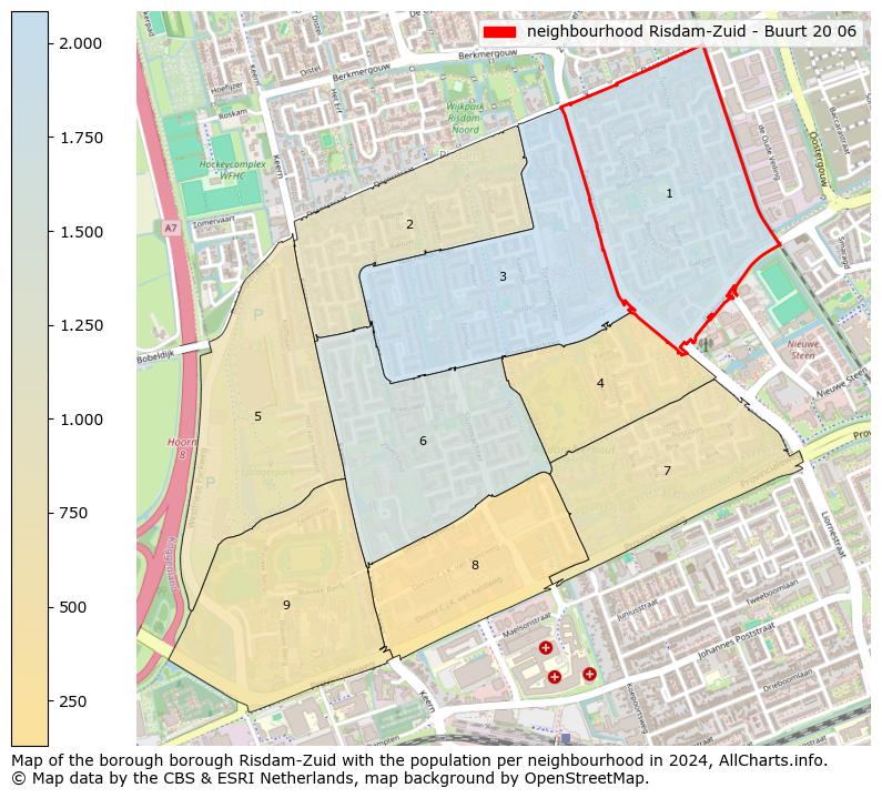 Image of the neighbourhood Risdam-Zuid - Buurt 20 06 at the map. This image is used as introduction to this page. This page shows a lot of information about the population in the neighbourhood Risdam-Zuid - Buurt 20 06 (such as the distribution by age groups of the residents, the composition of households, whether inhabitants are natives or Dutch with an immigration background, data about the houses (numbers, types, price development, use, type of property, ...) and more (car ownership, energy consumption, ...) based on open data from the Dutch Central Bureau of Statistics and various other sources!