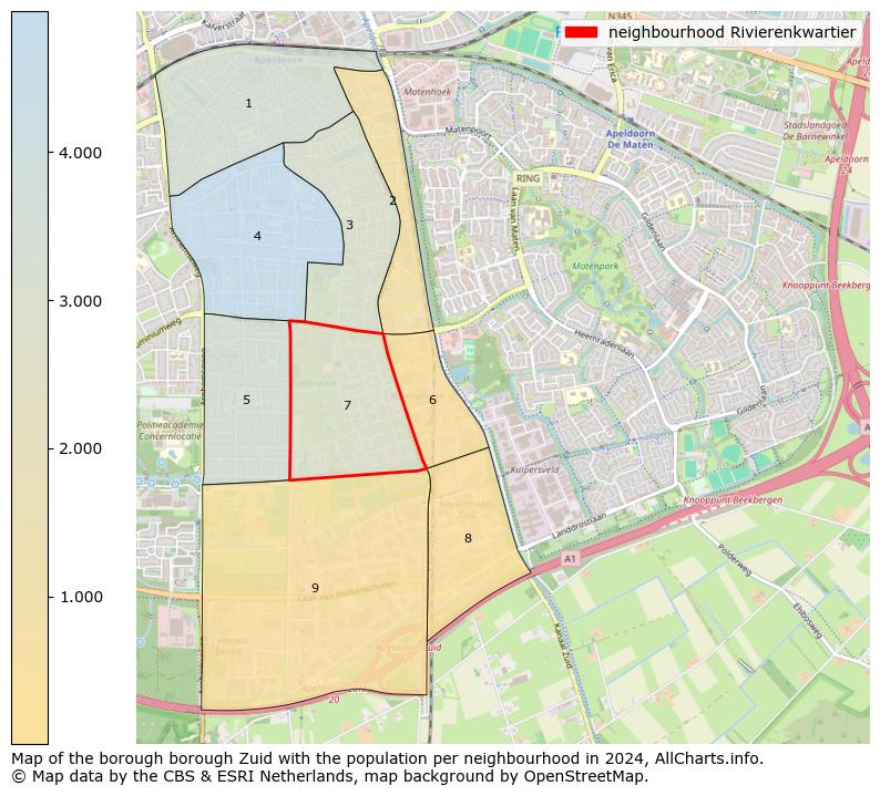 Image of the neighbourhood Rivierenkwartier at the map. This image is used as introduction to this page. This page shows a lot of information about the population in the neighbourhood Rivierenkwartier (such as the distribution by age groups of the residents, the composition of households, whether inhabitants are natives or Dutch with an immigration background, data about the houses (numbers, types, price development, use, type of property, ...) and more (car ownership, energy consumption, ...) based on open data from the Dutch Central Bureau of Statistics and various other sources!