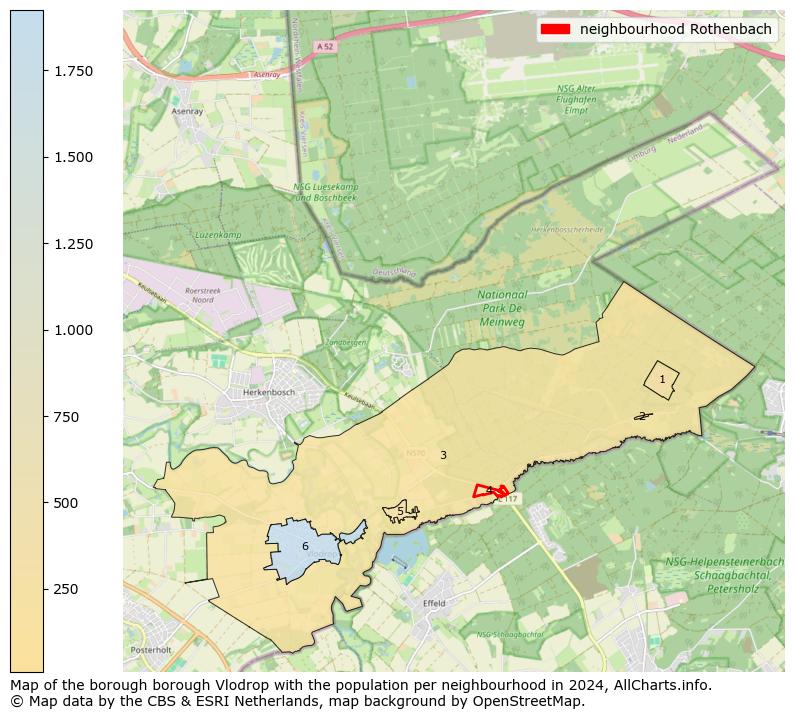 Image of the neighbourhood Rothenbach at the map. This image is used as introduction to this page. This page shows a lot of information about the population in the neighbourhood Rothenbach (such as the distribution by age groups of the residents, the composition of households, whether inhabitants are natives or Dutch with an immigration background, data about the houses (numbers, types, price development, use, type of property, ...) and more (car ownership, energy consumption, ...) based on open data from the Dutch Central Bureau of Statistics and various other sources!