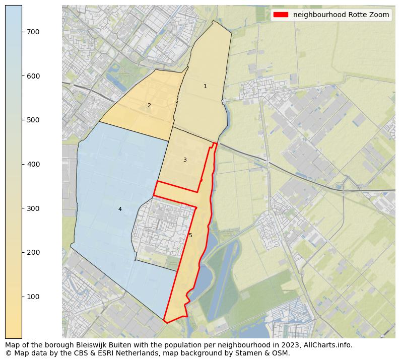 Map of the borough Bleiswijk Buiten with the population per neighbourhood in 2023. This page shows a lot of information about residents (such as the distribution by age groups, family composition, gender, native or Dutch with an immigration background, ...), homes (numbers, types, price development, use, type of property, ...) and more (car ownership, energy consumption, ...) based on open data from the Dutch Central Bureau of Statistics and various other sources!