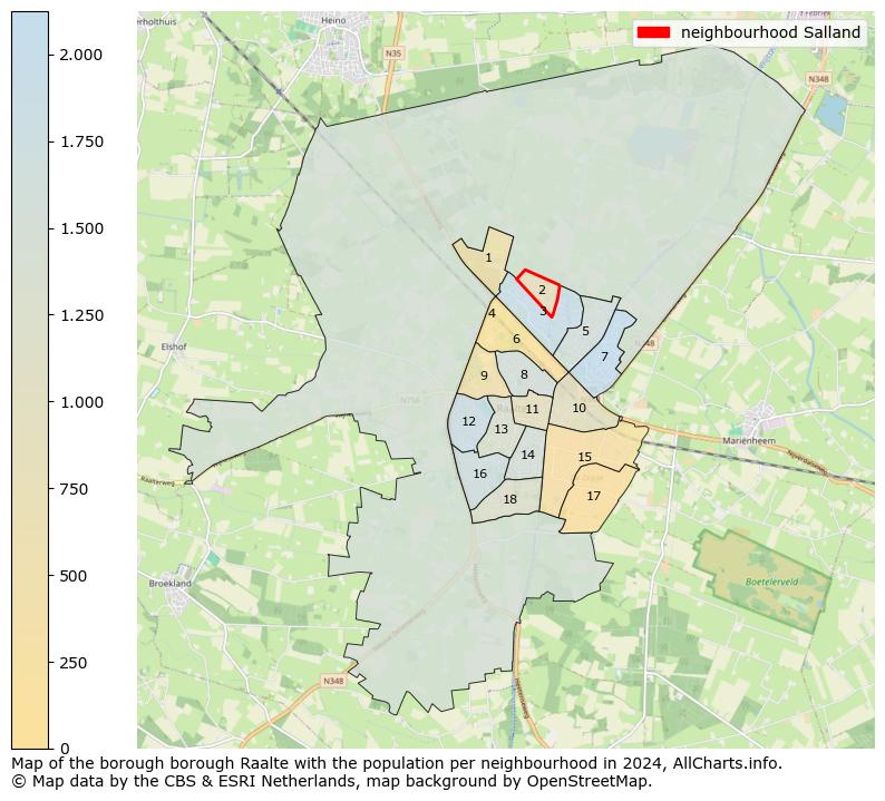 Image of the neighbourhood Salland at the map. This image is used as introduction to this page. This page shows a lot of information about the population in the neighbourhood Salland (such as the distribution by age groups of the residents, the composition of households, whether inhabitants are natives or Dutch with an immigration background, data about the houses (numbers, types, price development, use, type of property, ...) and more (car ownership, energy consumption, ...) based on open data from the Dutch Central Bureau of Statistics and various other sources!