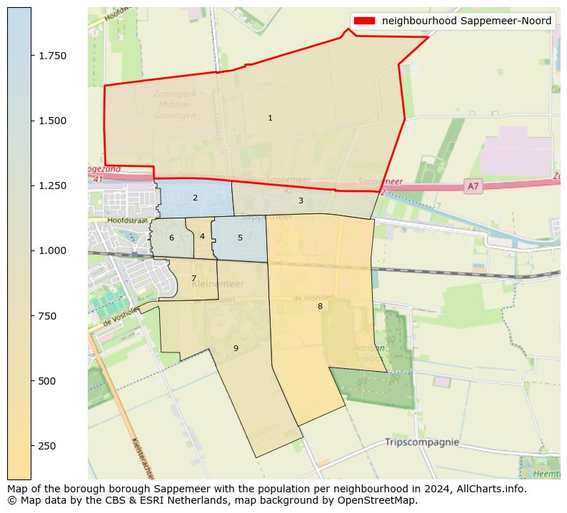 Image of the neighbourhood Sappemeer-Noord at the map. This image is used as introduction to this page. This page shows a lot of information about the population in the neighbourhood Sappemeer-Noord (such as the distribution by age groups of the residents, the composition of households, whether inhabitants are natives or Dutch with an immigration background, data about the houses (numbers, types, price development, use, type of property, ...) and more (car ownership, energy consumption, ...) based on open data from the Dutch Central Bureau of Statistics and various other sources!