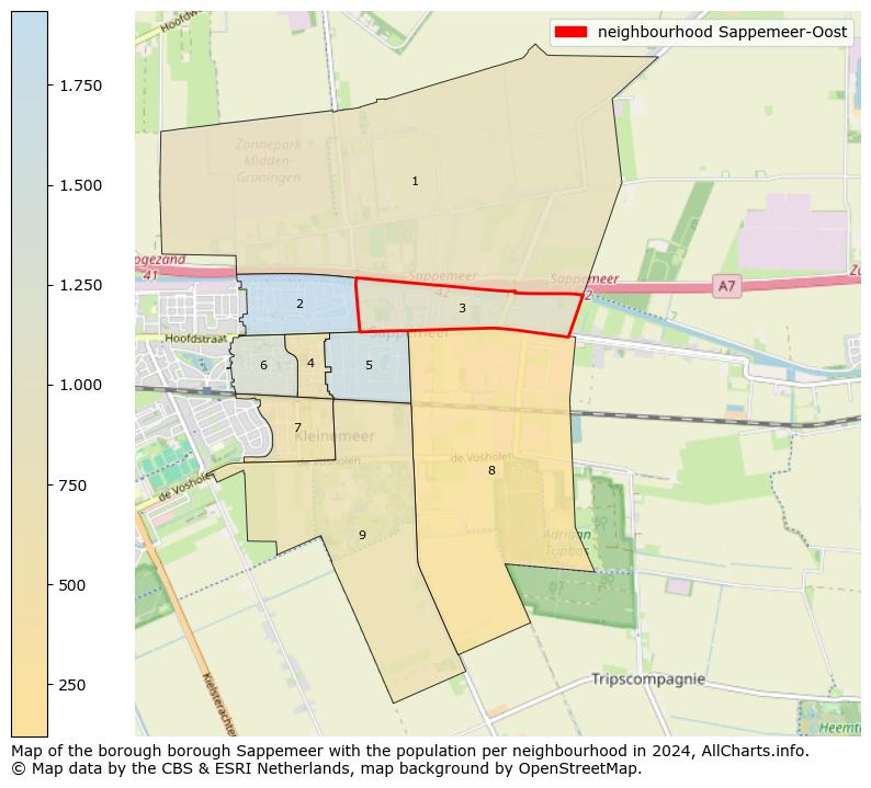 Image of the neighbourhood Sappemeer-Oost at the map. This image is used as introduction to this page. This page shows a lot of information about the population in the neighbourhood Sappemeer-Oost (such as the distribution by age groups of the residents, the composition of households, whether inhabitants are natives or Dutch with an immigration background, data about the houses (numbers, types, price development, use, type of property, ...) and more (car ownership, energy consumption, ...) based on open data from the Dutch Central Bureau of Statistics and various other sources!