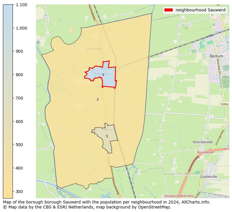 Image of the neighbourhood Sauwerd at the map. This image is used as introduction to this page. This page shows a lot of information about the population in the neighbourhood Sauwerd (such as the distribution by age groups of the residents, the composition of households, whether inhabitants are natives or Dutch with an immigration background, data about the houses (numbers, types, price development, use, type of property, ...) and more (car ownership, energy consumption, ...) based on open data from the Dutch Central Bureau of Statistics and various other sources!