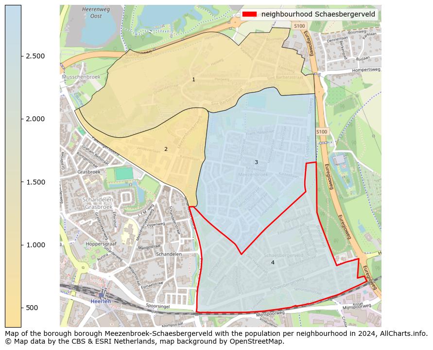 Image of the neighbourhood Schaesbergerveld at the map. This image is used as introduction to this page. This page shows a lot of information about the population in the neighbourhood Schaesbergerveld (such as the distribution by age groups of the residents, the composition of households, whether inhabitants are natives or Dutch with an immigration background, data about the houses (numbers, types, price development, use, type of property, ...) and more (car ownership, energy consumption, ...) based on open data from the Dutch Central Bureau of Statistics and various other sources!