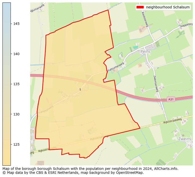 Image of the neighbourhood Schalsum at the map. This image is used as introduction to this page. This page shows a lot of information about the population in the neighbourhood Schalsum (such as the distribution by age groups of the residents, the composition of households, whether inhabitants are natives or Dutch with an immigration background, data about the houses (numbers, types, price development, use, type of property, ...) and more (car ownership, energy consumption, ...) based on open data from the Dutch Central Bureau of Statistics and various other sources!